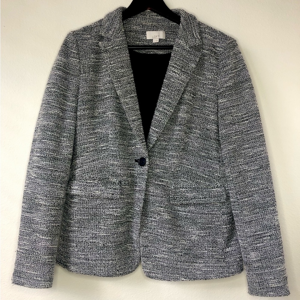 LOFT Brushed Knit Gray Warm Sweater Blazer - Size 4